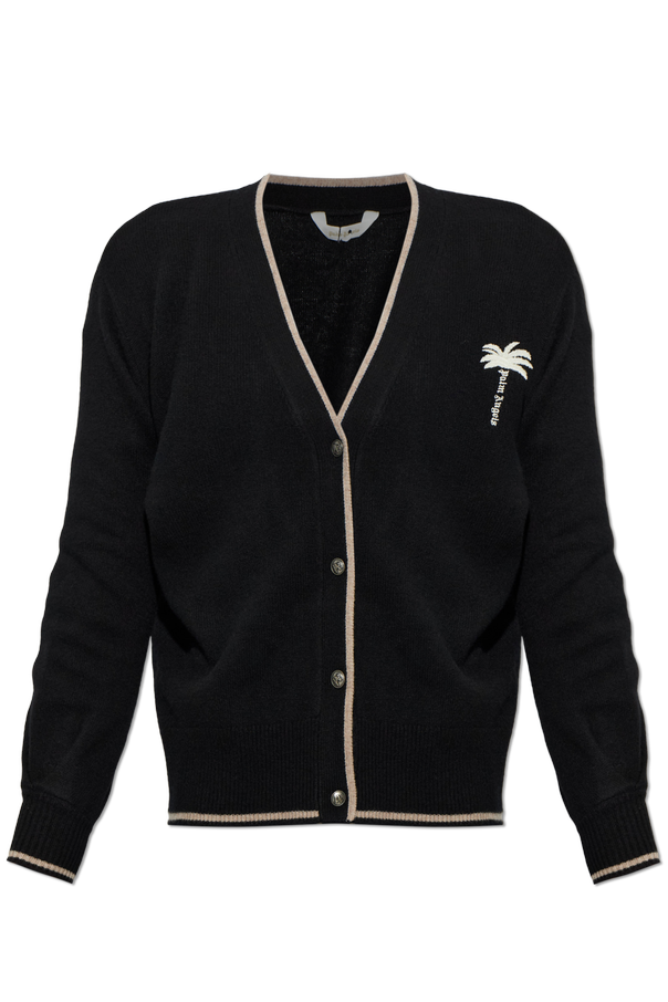 Wool cardigan with embroidered logo od Palm Angels