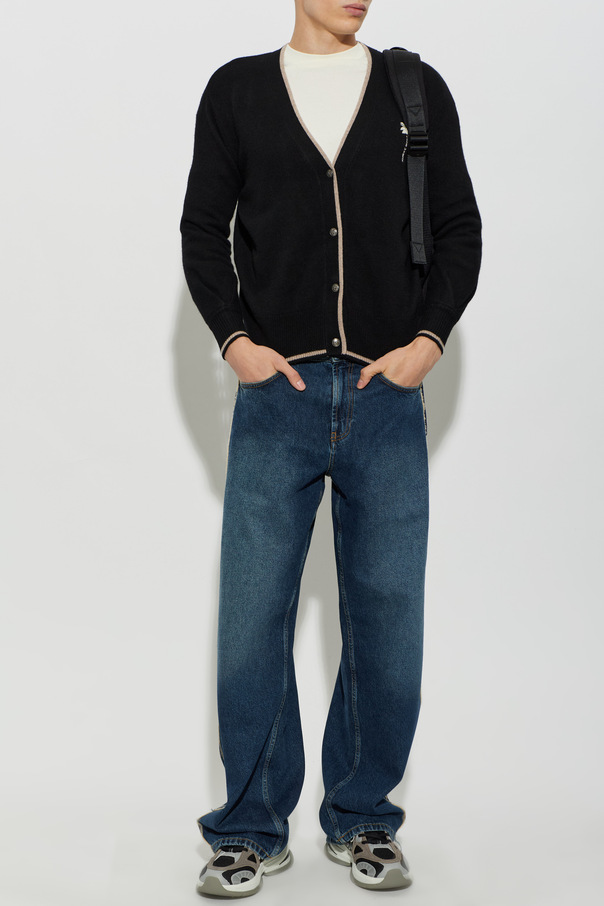 Palm Angels Wollene Strickjacke mit gesticktem Logo
