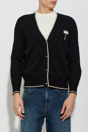 Palm Angels Wollene Strickjacke mit gesticktem Logo