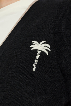 Palm Angels Wollene Strickjacke mit gesticktem Logo