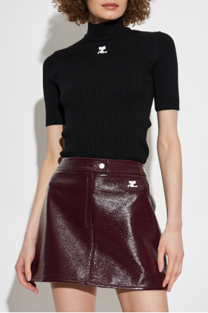 Courrèges Ribbed top with stand-up collar