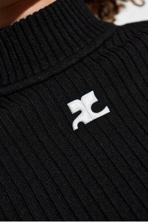 Courrèges Ribbed top with stand-up collar