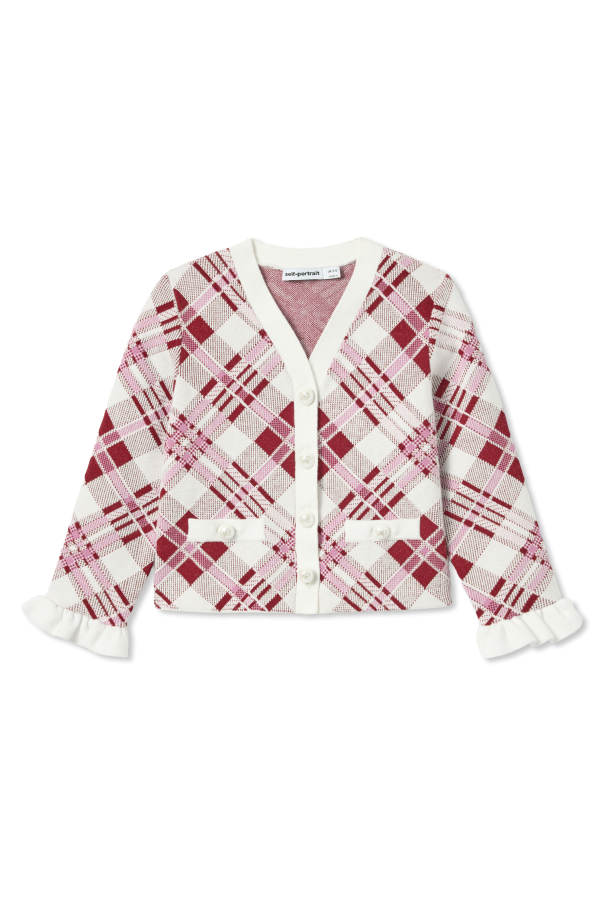 Self-Portrait Kids Cardigan with check pattern