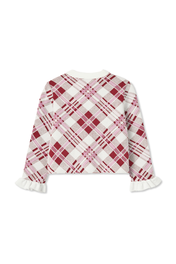 Self-Portrait Kids Cardigan with check pattern