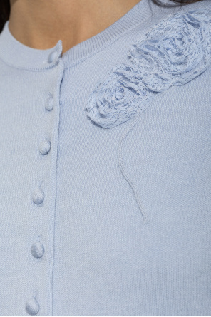 Self-Portrait Cardigan with lace appliqués