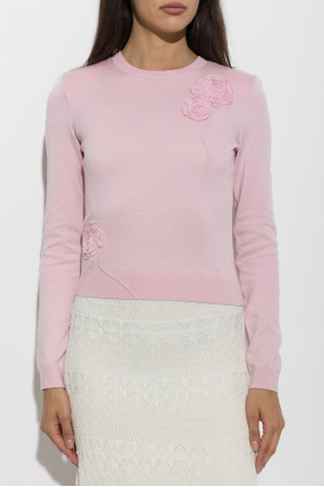 Self-Portrait Sweater with lace appliqués