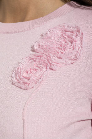 Self-Portrait Sweater with lace appliqués