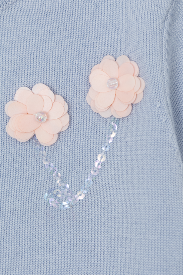 Self-Portrait Kids Cárdigan de lana con aplicación