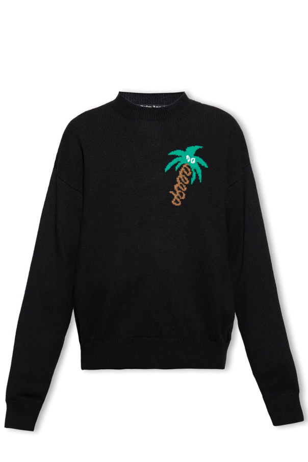 Palm Angels Saint Laurent painted logo-print hoodie
