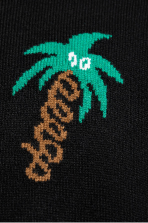 Palm Angels Saint Laurent painted logo-print hoodie