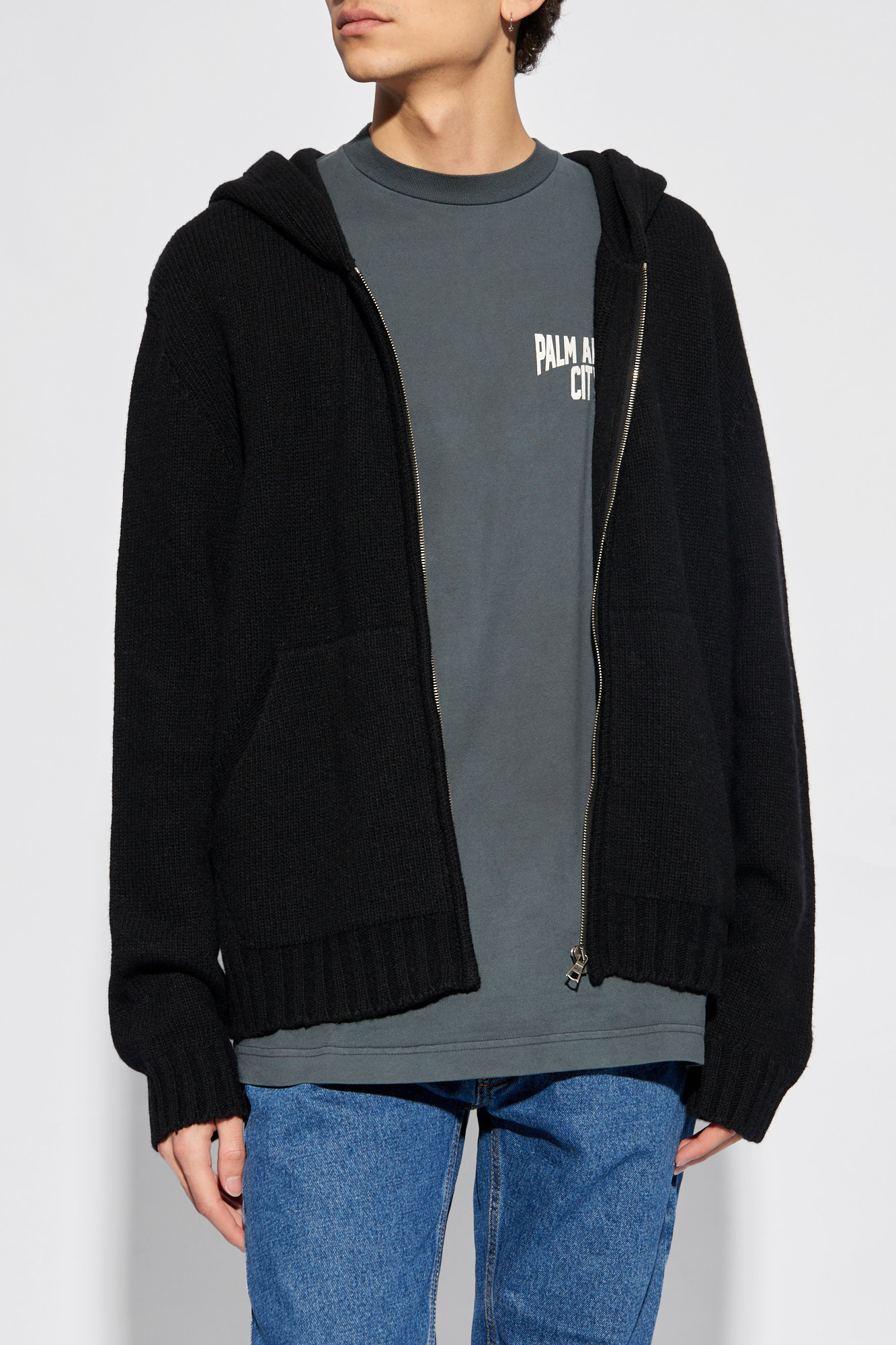 Palm Angels Wool round-collar hoodie