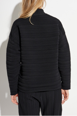 Pleats Please Issey Miyake Pleated top with stand-up collar