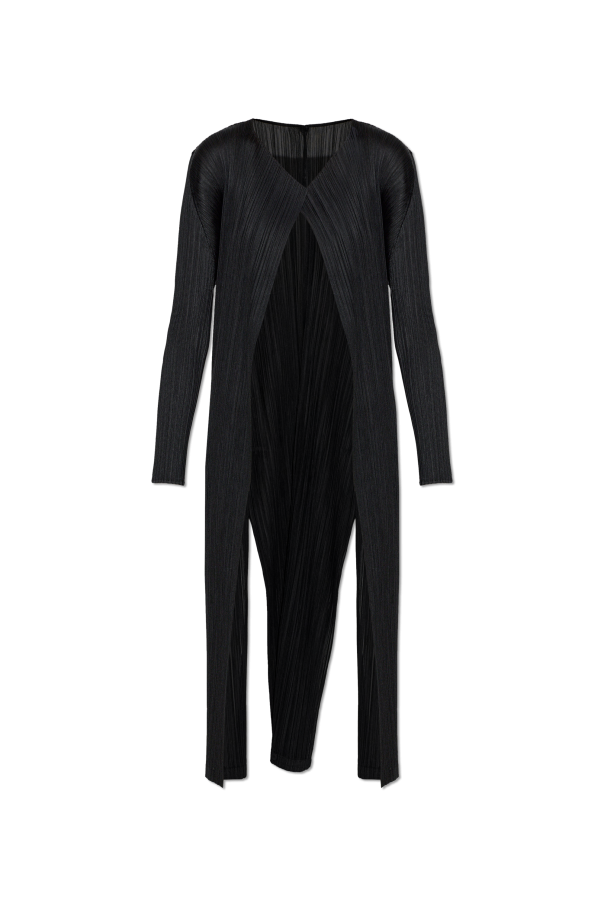 Pleated cardigan with side slits od Pleats Please Issey Miyake
