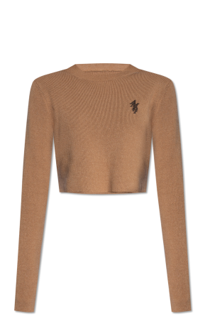 Cropped sweater with logo od Amiri