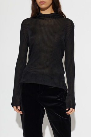 Balmain Top às riscas com gola subida