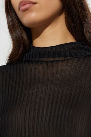 Balmain Top às riscas com gola subida