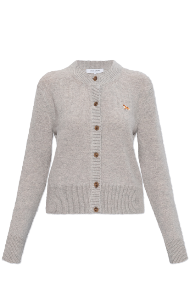 Wool cardigan with logo patch od Maison Kitsuné
