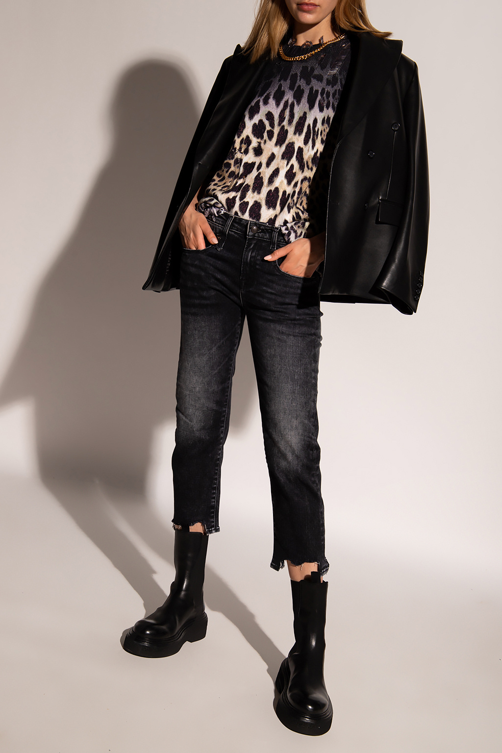 R13 Leopard-motif cuffs sweater