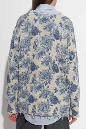 R13 Linen cardigan with floral motif