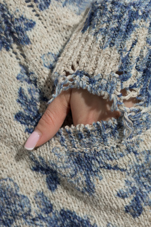R13 Linen cardigan with floral motif