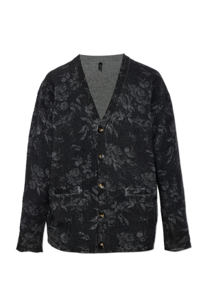 Wool cardigan with floral motif