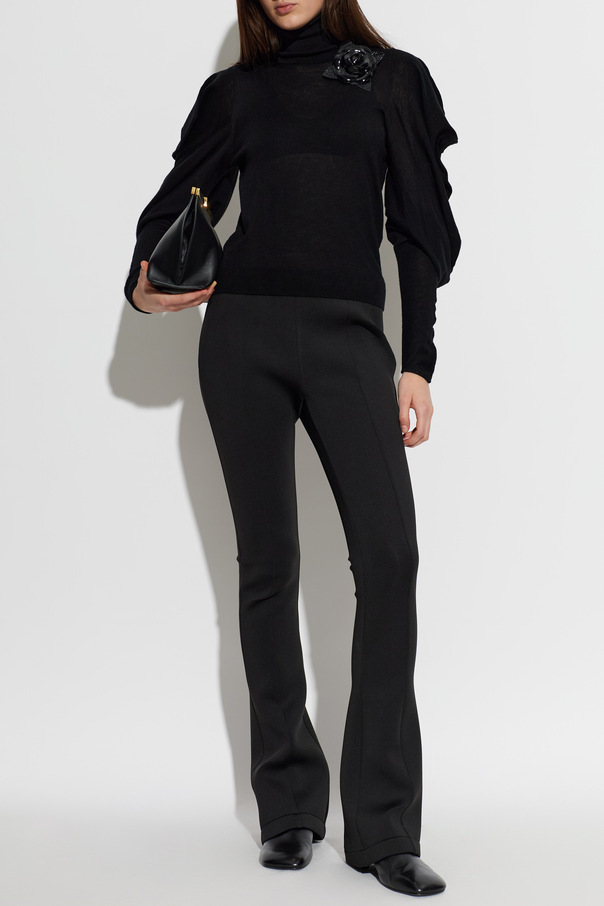 Blumarine Decorative sleeve wool turtleneck