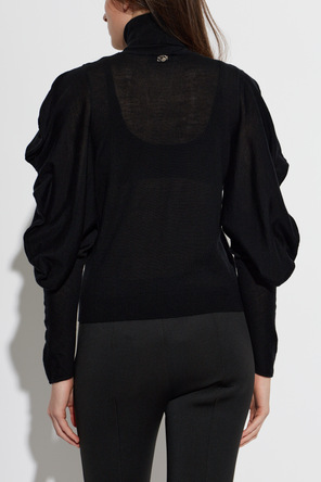 Blumarine Decorative sleeve wool turtleneck