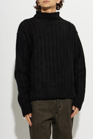 Rick Owens Camisola de caxemira masculina preta