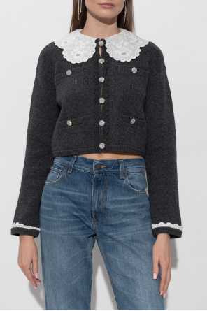 Self-Portrait Cardigan with a detachable collar