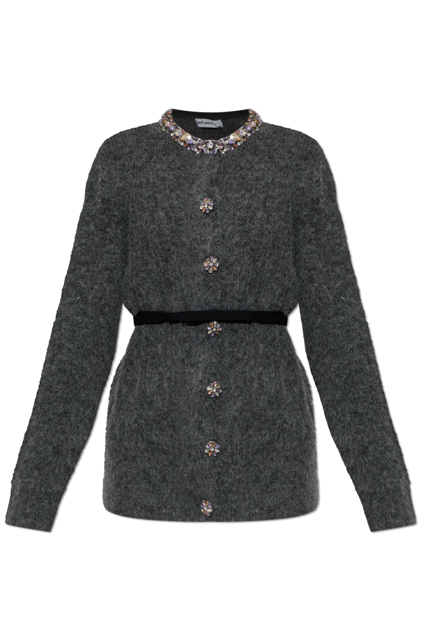 Cardigan with shimmering crystals at the neckline od Self-Portrait
