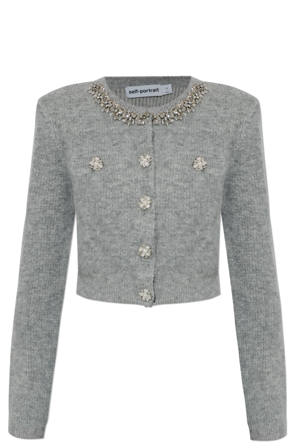 Cardigan with shimmering crystals at the neckline od Self-Portrait