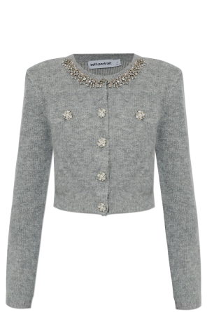 Cardigan mit glänzenden Kristallen am Ausschnitt