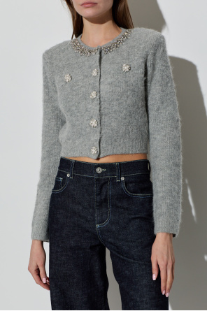 Self-Portrait Cardigan with shimmering crystals at the neckline