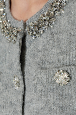 Self-Portrait Cardigan with shimmering crystals at the neckline