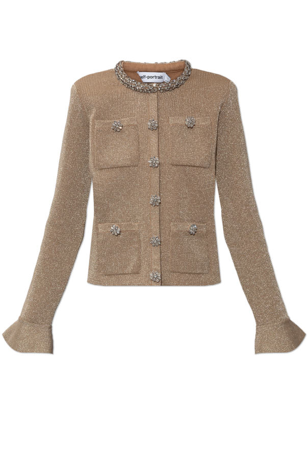 Cardigan with shimmering crystals at the neckline od Self-Portrait