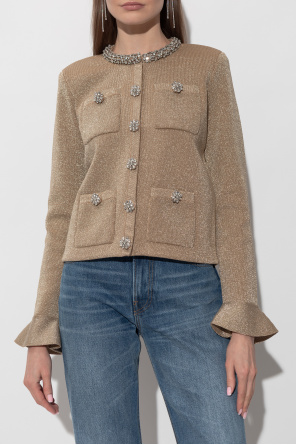 Self-Portrait Cardigan with shimmering crystals at the neckline