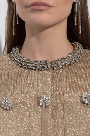 Self-Portrait Cardigan with shimmering crystals at the neckline