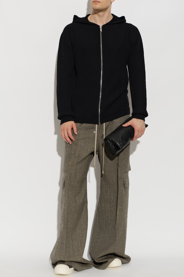 Rick Owens Wełniany kardigan z kapturem