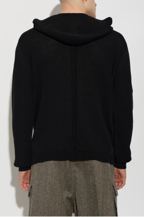 Rick Owens Wełniany kardigan z kapturem