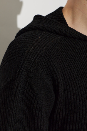 Rick Owens Wełniany kardigan z kapturem
