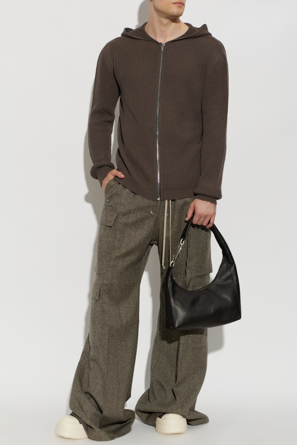 Rick Owens Wełniany kardigan z kapturem