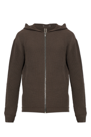 Wool cardigan with hood