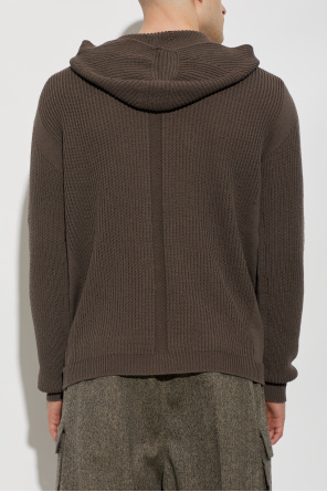 Rick Owens Wełniany kardigan z kapturem