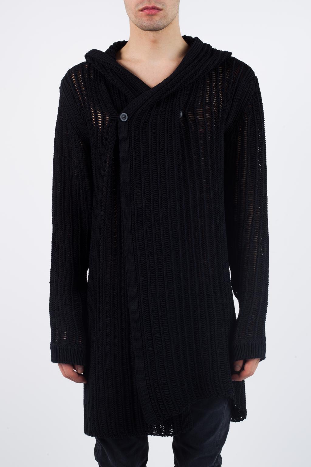 rick owens hooded cardigan