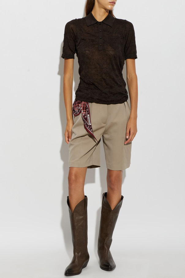 Acne Studios Polo din mătase cu buzunar