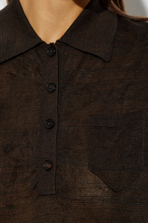 Acne Studios Polo din mătase cu buzunar