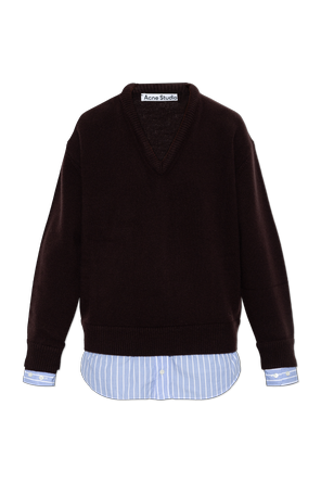 Camisola de lã com decote em V