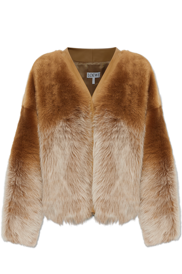 Brown fur coat with pockets od Loewe