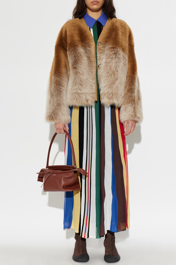 Loewe Brown fur coat with pockets
