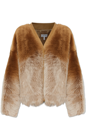 Brown fur coat with pockets